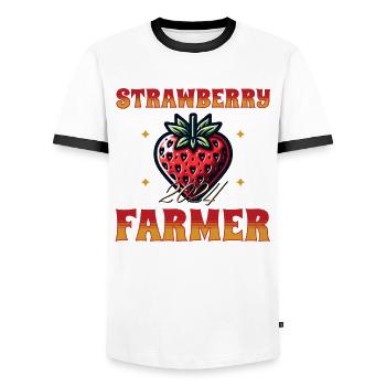 rote Erdbeere | Lustige rote Beere Sommerfrucht - Männer Kontrast-T-Shirt - Weiß/Schwarz - Vorne - AI Model Female 172 light (172cm) & AI Model Male 178 dark (178cm)