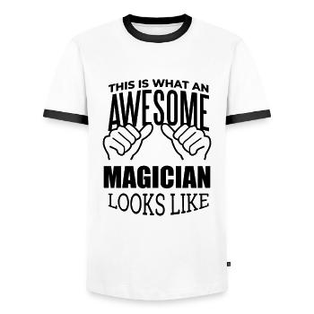 Zauberer - Männer Kontrast-T-Shirt - Weiß/Schwarz - Vorne - AI Model Female 172 light (172cm) & AI Model Male 178 dark (178cm)