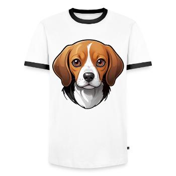 adorable beagle - Men's Ringer Shirt - white/black - Front - AI Model Female 172 light (172cm) & AI Model Male 178 dark (178cm)
