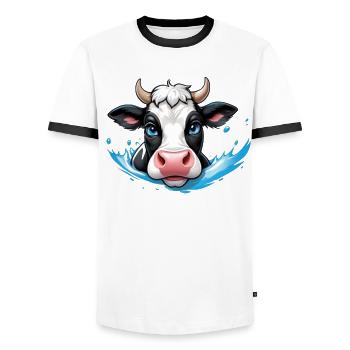 Sweet Cow Splash - Men's Ringer Shirt - white/black - Front - AI Model Female 172 light (172cm) & AI Model Male 178 dark (178cm)