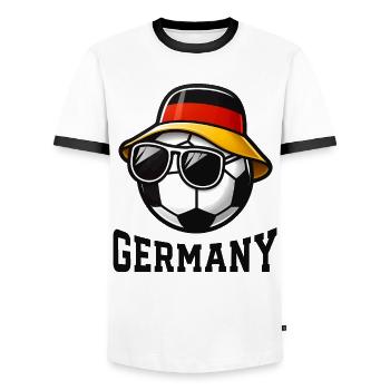 Soccer Germany Fan Flag Team Team - Men's Ringer Shirt - white/black - Front - AI Model Female 172 light (172cm) & AI Model Male 178 dark (178cm)