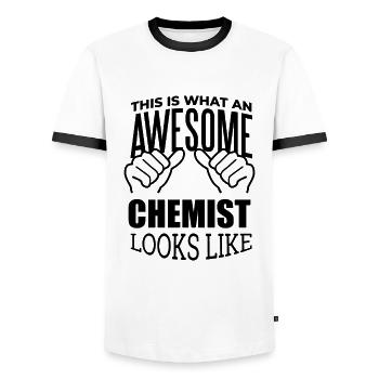 Chemist Chemist Chemist - Men's Ringer Shirt - white/black - Front - AI Model Female 172 light (172cm) & AI Model Male 178 dark (178cm)