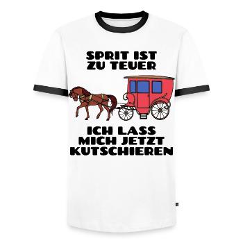 Tankstelle Benzin Diesel Tanken Statement Energie - Männer Kontrast-T-Shirt - Weiß/Schwarz - Vorne - AI Model Female 172 light (172cm) & AI Model Male 178 dark (178cm)