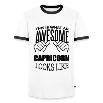 Capricorne - T-shirt contrasté Homme - blanc/noir - Devant - AI Model Female 172 light (172cm) & AI Model Male 178 dark (178cm)