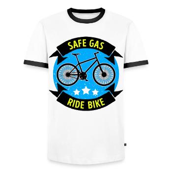Energy Storage Refueling Bicycle Electrical Energy - Men's Ringer Shirt - white/black - Front - AI Model Female 172 light (172cm) & AI Model Male 178 dark (178cm)