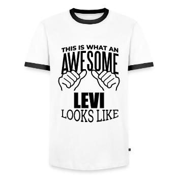 Levi Levi Levi - Männer Kontrast-T-Shirt - Weiß/Schwarz - Vorne - AI Model Female 172 light (172cm) & AI Model Male 178 dark (178cm)