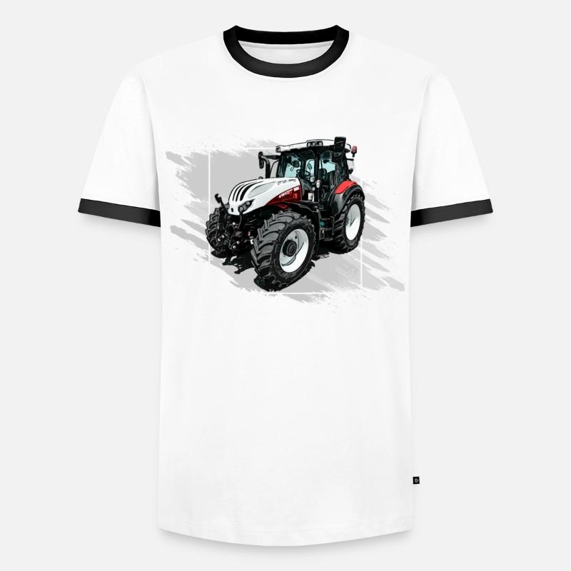 Steyr Tractor White - Men's Ringer Shirt - white/black