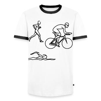 Triathlon Sketch - Men's Ringer Shirt - white/black - Front - AI Model Female 172 light (172cm) & AI Model Male 178 dark (178cm)