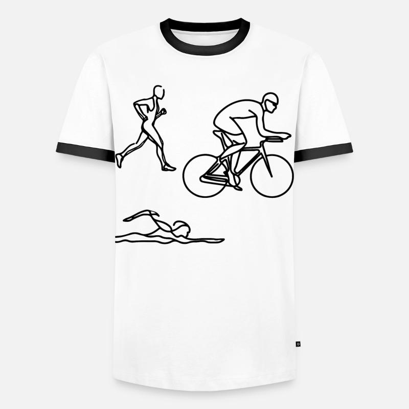 Triathlon Sketch - Men's Ringer Shirt - white/black