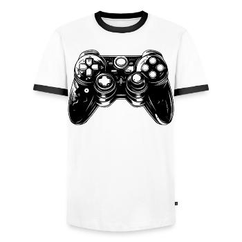 Manettes de jeu - T-shirt contrasté Homme - blanc/noir - Devant - AI Model Female 172 light (172cm) & AI Model Male 178 dark (178cm)
