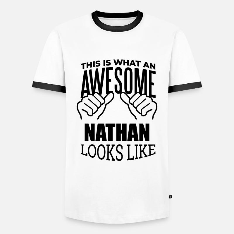 Nathan - Männer Kontrast-T-Shirt - Weiß/Schwarz
