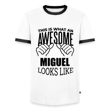 Miguel Miguel Miguel - T-shirt contrasté Homme - blanc/noir - Devant - AI Model Female 172 light (172cm) & AI Model Male 178 dark (178cm)