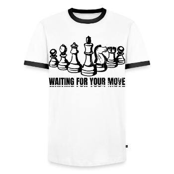 Chess Player Saying - Men's Ringer Shirt - white/black - Front - AI Model Female 172 light (172cm) & AI Model Male 178 dark (178cm)