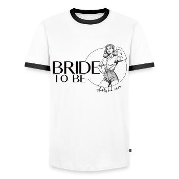 Future mariée - Enterrement de vie de jeune fille - T-shirt contrasté Homme - blanc/noir - Devant - AI Model Female 172 light (172cm) & AI Model Male 178 dark (178cm)