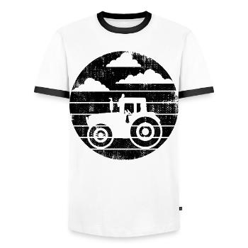Traktor Skizze - Männer Kontrast-T-Shirt - Weiß/Schwarz - Vorne - AI Model Female 172 light (172cm) & AI Model Male 178 dark (178cm)