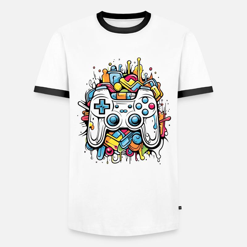 Game Controller - Männer Kontrast-T-Shirt - Weiß/Schwarz