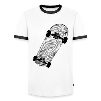 Dessin de skateboard - T-shirt contrasté Homme - blanc/noir - Devant - AI Model Female 172 light (172cm) & AI Model Male 178 dark (178cm)