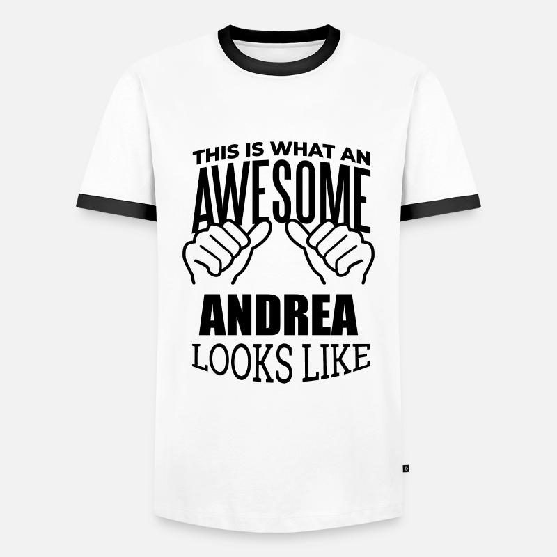 Andrea - Männer Kontrast-T-Shirt - Weiß/Schwarz