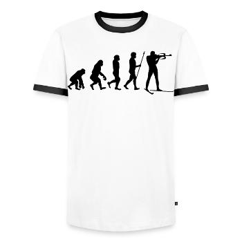 Wintersport Evolution Schifahren Skifahrer Kalt - Männer Kontrast-T-Shirt - Weiß/Schwarz - Vorne - AI Model Female 172 light (172cm) & AI Model Male 178 dark (178cm)