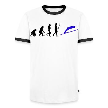 Wintersport Schifahren Skifahrer Evolution Schnee - Männer Kontrast-T-Shirt - Weiß/Schwarz - Vorne - AI Model Female 172 light (172cm) & AI Model Male 178 dark (178cm)