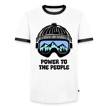 Skier Statement Winter Sports Winter Holidays Mountain - Men's Ringer Shirt - white/black - Front - AI Model Female 172 light (172cm) & AI Model Male 178 dark (178cm)