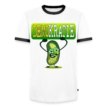Demokratie Demo - Gewürzgurken - Männer Kontrast-T-Shirt - Weiß/Schwarz - Vorne - AI Model Female 172 light (172cm) & AI Model Male 178 dark (178cm)