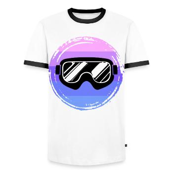 Wintersaison Wintersport Schifahren Schnee Winter - Männer Kontrast-T-Shirt - Weiß/Schwarz - Vorne - AI Model Female 172 light (172cm) & AI Model Male 178 dark (178cm)