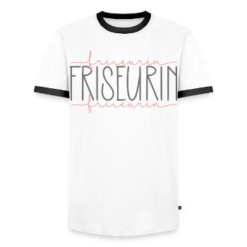 Friseurin Geschenk Haare schneiden Beruf - Männer Kontrast-T-Shirt - Weiß/Schwarz - Vorne - AI Model Female 172 light (172cm) & AI Model Male 178 dark (178cm)
