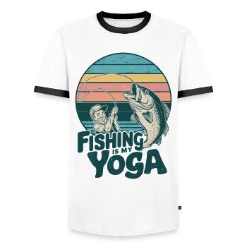 Fischen Yoga Angeln Fischer Angler Entspannung - Männer Kontrast-T-Shirt - Weiß/Schwarz - Vorne - AI Model Female 172 light (172cm) & AI Model Male 178 dark (178cm)