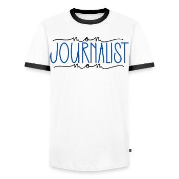 Journalist Proud Mom Sweet Gift - Men's Ringer Shirt - white/black - Front - AI Model Female 172 light (172cm) & AI Model Male 178 dark (178cm)