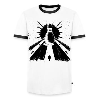 Graphique de quille de bowling - T-shirt contrasté Homme - blanc/noir - Devant - AI Model Female 172 light (172cm) & AI Model Male 178 dark (178cm)