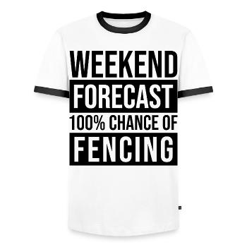 Fencing - Men's Ringer Shirt - white/black - Front - AI Model Female 172 light (172cm) & AI Model Male 178 dark (178cm)