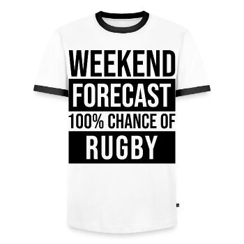 rugby - T-shirt contrasté Homme - blanc/noir - Devant - AI Model Female 172 light (172cm) & AI Model Male 178 dark (178cm)
