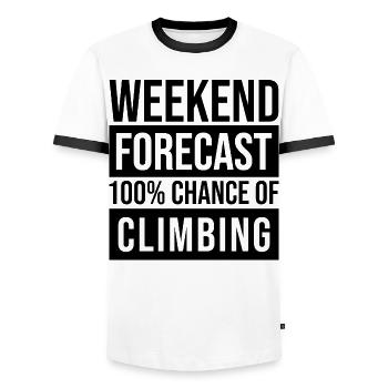 Climber - Men's Ringer Shirt - white/black - Front - AI Model Female 172 light (172cm) & AI Model Male 178 dark (178cm)