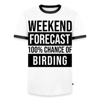 Birder - T-shirt contrasté Homme - blanc/noir - Devant - AI Model Female 172 light (172cm) & AI Model Male 178 dark (178cm)