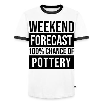 Pottery Pottery Pottery - Men's Ringer Shirt - white/black - Front - AI Model Female 172 light (172cm) & AI Model Male 178 dark (178cm)