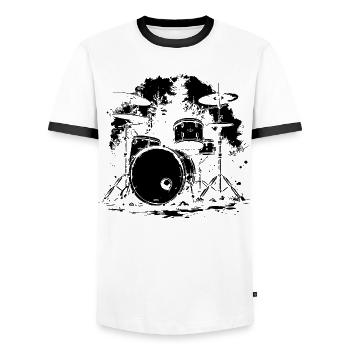 Drum Set Skizze - Männer Kontrast-T-Shirt - Weiß/Schwarz - Vorne - AI Model Female 172 light (172cm) & AI Model Male 178 dark (178cm)