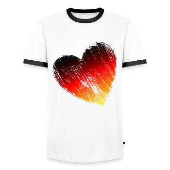 Deutschland Herz Grunge Schwarz, Rot, Gold - Männer Kontrast-T-Shirt - Weiß/Schwarz - Vorne - AI Model Female 172 light (172cm) & AI Model Male 178 dark (178cm)