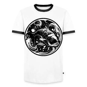 Fish Drawing - Men's Ringer Shirt - white/black - Front - AI Model Female 172 light (172cm) & AI Model Male 178 dark (178cm)