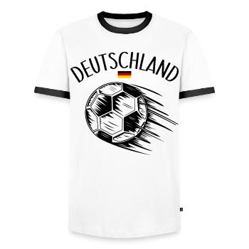 Allemagne Flag Football en vol - T-shirt contrasté Homme - blanc/noir - Devant - AI Model Female 172 light (172cm) & AI Model Male 178 dark (178cm)