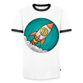 Fusée crypto : Bitcoin sur la lune ! - T-shirt contrasté Homme - blanc/noir - Devant - AI Model Female 172 light (172cm) & AI Model Male 178 dark (178cm)