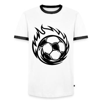 Fußball Cartoon Stil - Männer Kontrast-T-Shirt - Weiß/Schwarz - Vorne - AI Model Female 172 light (172cm) & AI Model Male 178 dark (178cm)