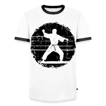 Croquis de Karateka - T-shirt contrasté Homme - blanc/noir - Devant - AI Model Female 172 light (172cm) & AI Model Male 178 dark (178cm)