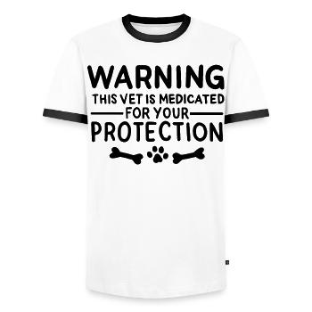 Drôle de vétérinaire - T-shirt contrasté Homme - blanc/noir - Devant - AI Model Female 172 light (172cm) & AI Model Male 178 dark (178cm)