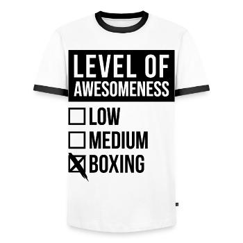 Boxing - Men's Ringer Shirt - white/black - Front - AI Model Female 172 light (172cm) & AI Model Male 178 dark (178cm)