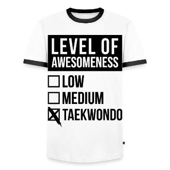 Taekwondo - T-shirt contrasté Homme - blanc/noir - Devant - AI Model Female 172 light (172cm) & AI Model Male 178 dark (178cm)