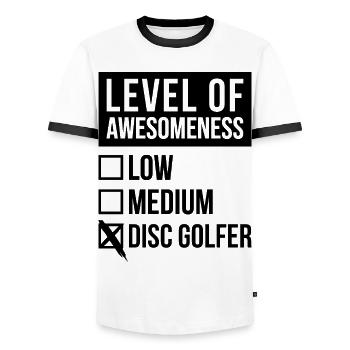 Disc golf - T-shirt contrasté Homme - blanc/noir - Devant - AI Model Female 172 light (172cm) & AI Model Male 178 dark (178cm)