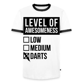 Darts - Men's Ringer Shirt - white/black - Front - AI Model Female 172 light (172cm) & AI Model Male 178 dark (178cm)