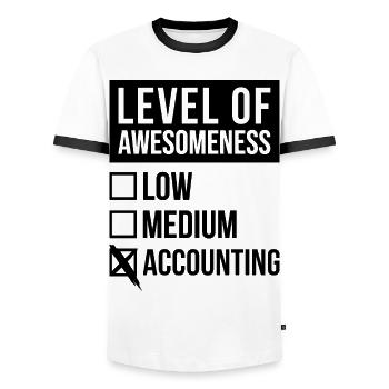Accountant - Men's Ringer Shirt - white/black - Front - AI Model Female 172 light (172cm) & AI Model Male 178 dark (178cm)
