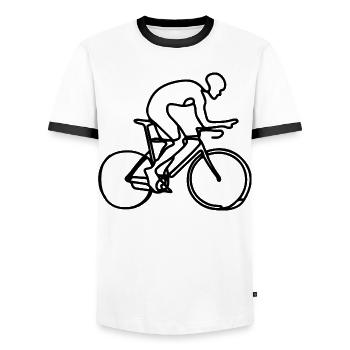 Dessin cycliste - T-shirt contrasté Homme - blanc/noir - Devant - AI Model Female 172 light (172cm) & AI Model Male 178 dark (178cm)